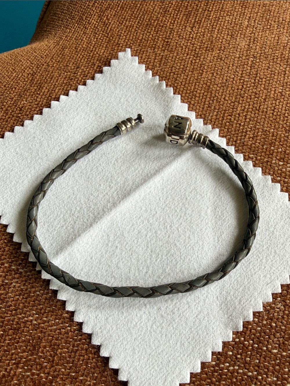 Pandora Braided Leather Bracelet with Silver Clasp